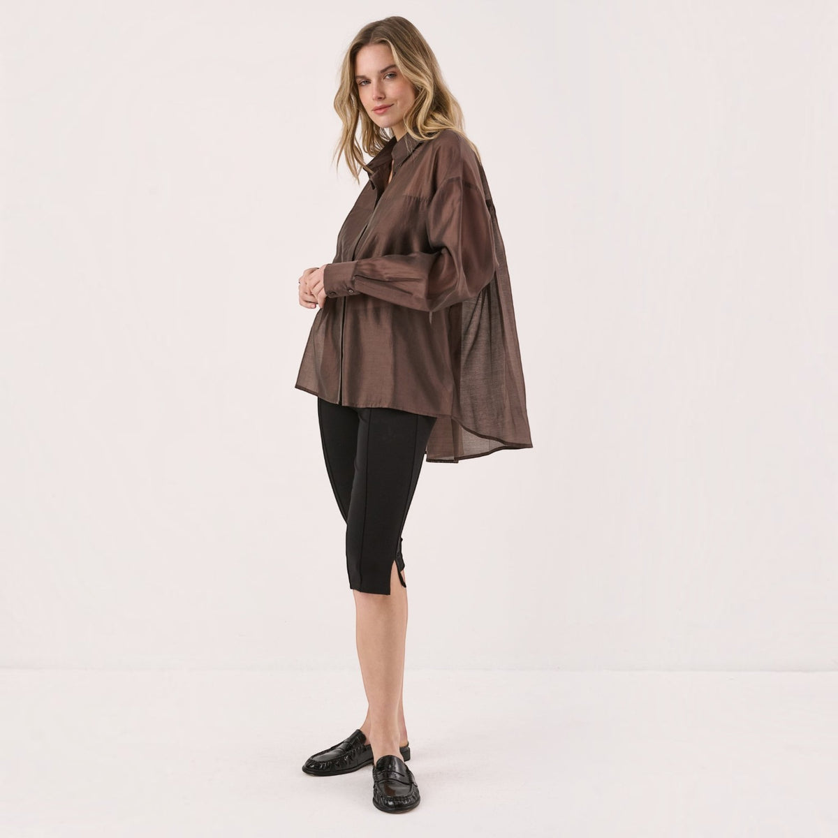 SASS VAL OVERSIZED SHIRT CHOCOLATE