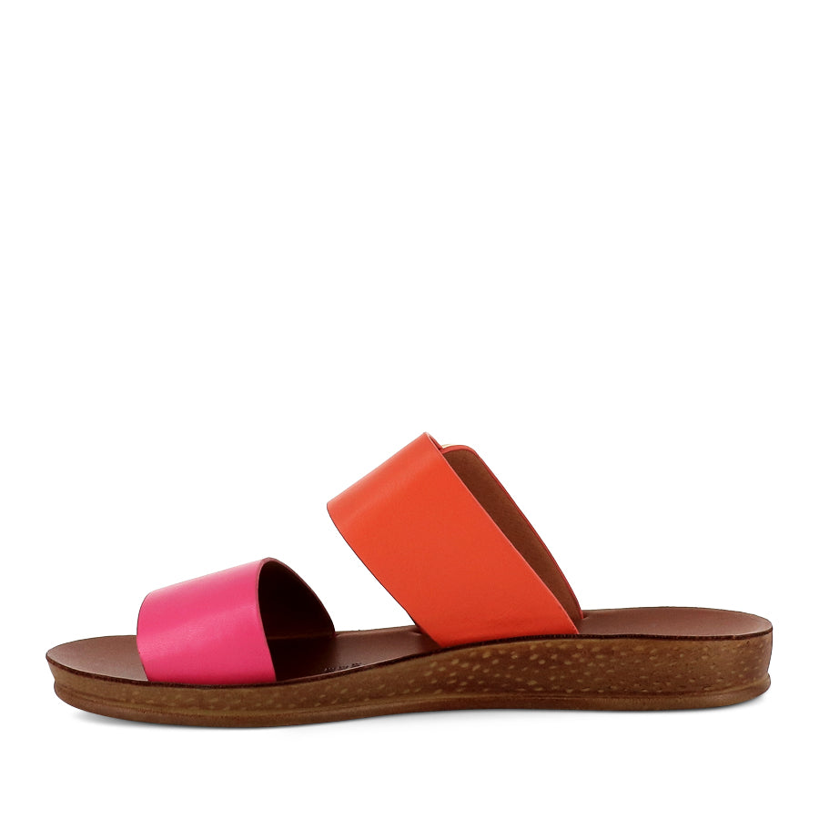 Pink and orange LOS CABOS DOTI flats with polka dot design, showcasing comfortable slip-on footwear for women.