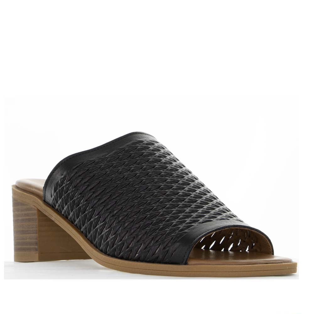 Black Le Sansa Lesansa Lovia II heels with sleek design and pointed toes, showcasing chic fashion footwear.