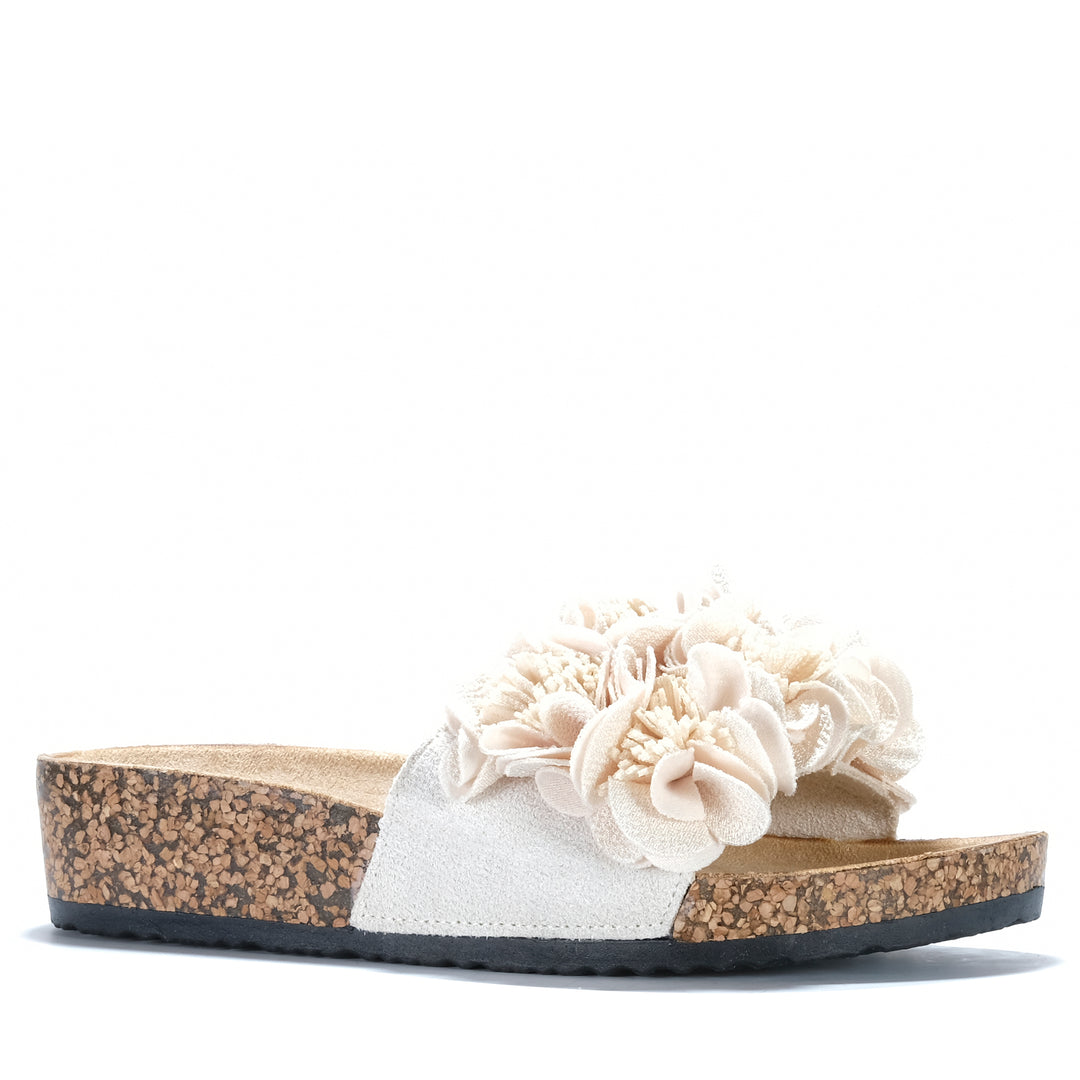 Natural beige slippers from Los Cabos Corsage collection, featuring soft fabric and comfortable slip-on design.