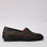 LE SANSA Mellow Black slip-on shoes with black fabric and sleek design, shown from the side view.