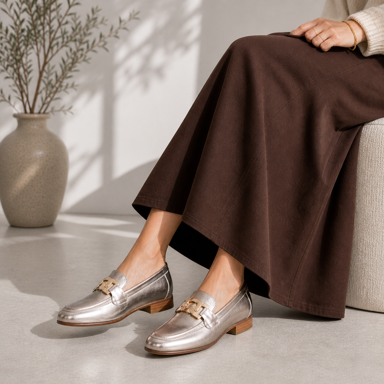 Naked Arches Japan Champagne loafers in tan leather with sleek design and subtle detailing, stylish footwear for casual or dressy occasions.