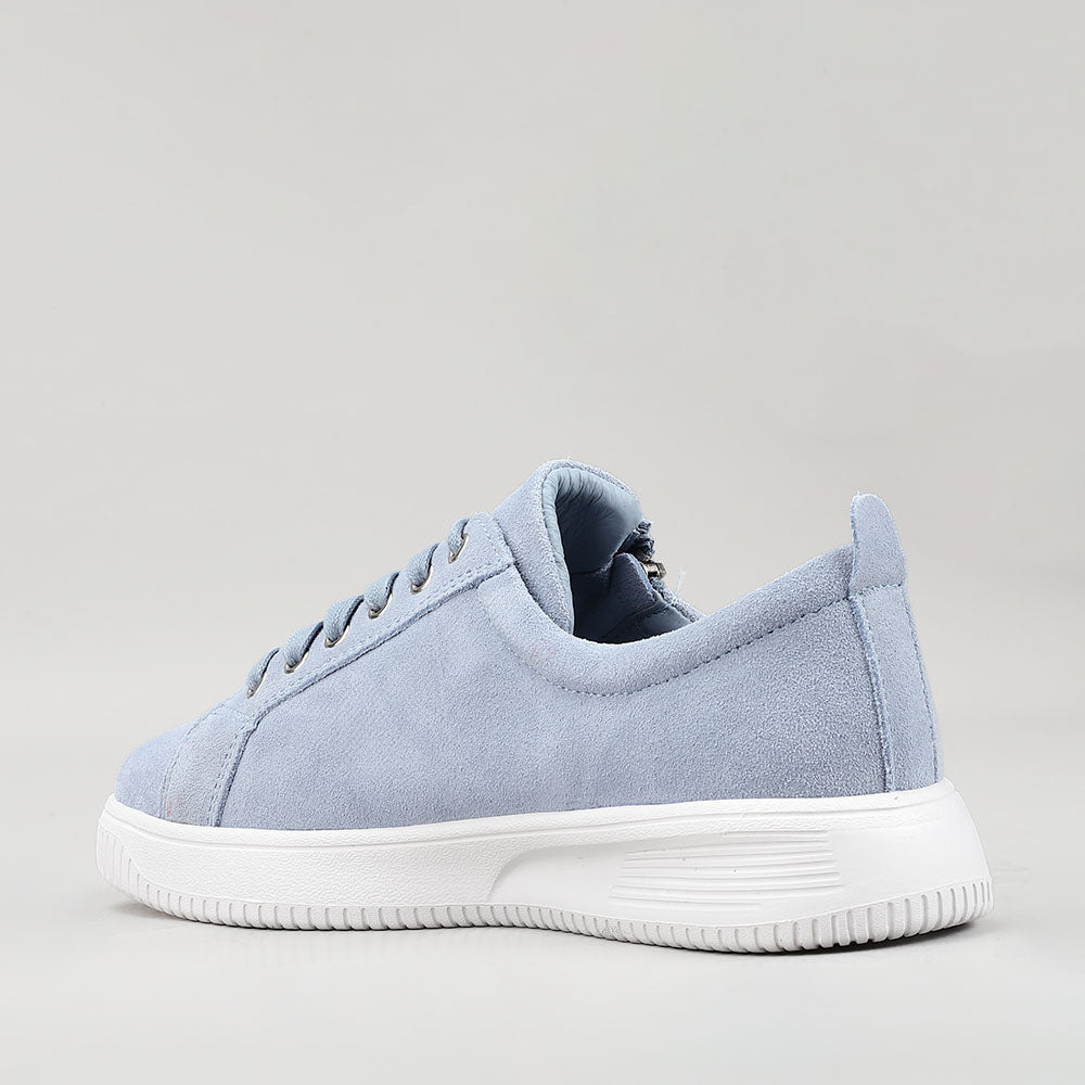 Naked Arches Nelly Denim sneakers with light blue denim and suede accents, casual footwear for everyday wear.