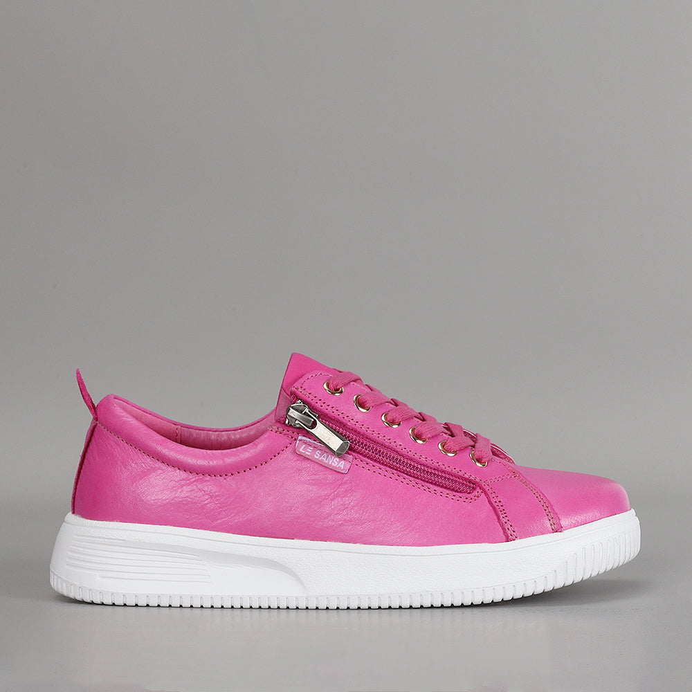 Naked Arches Nelly Hot Pink sneakers with fuchsia side detailing and white sole, stylish and comfortable casual footwear.