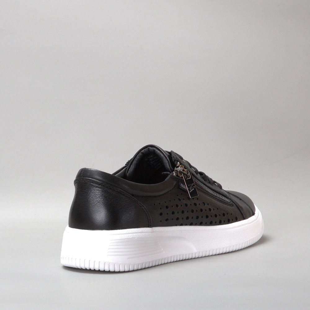 Naked Arches Noble Black sneakers featuring sleek black design, breathable material, and stylish low-top silhouette.