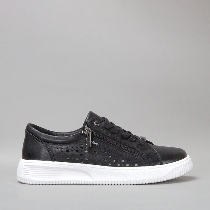Naked Arches Noble Black sneakers with black upper and sole, featuring a sleek, modern design and comfortable fit.