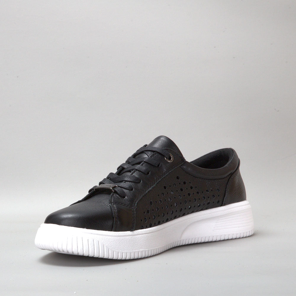 Naked Arches Noble Black sneakers with black and southwestern-inspired design, featuring stylish laces and comfortable sole.
