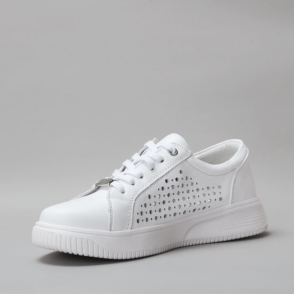 Naked Arches Noble White sneakers with a sleek design, featuring white color and subtle branding, on a plain background.