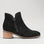 NAKED ARCHES Oxley black suede boots with ankle height and sleek design, featuring a rounded toe and subtle heel detail.