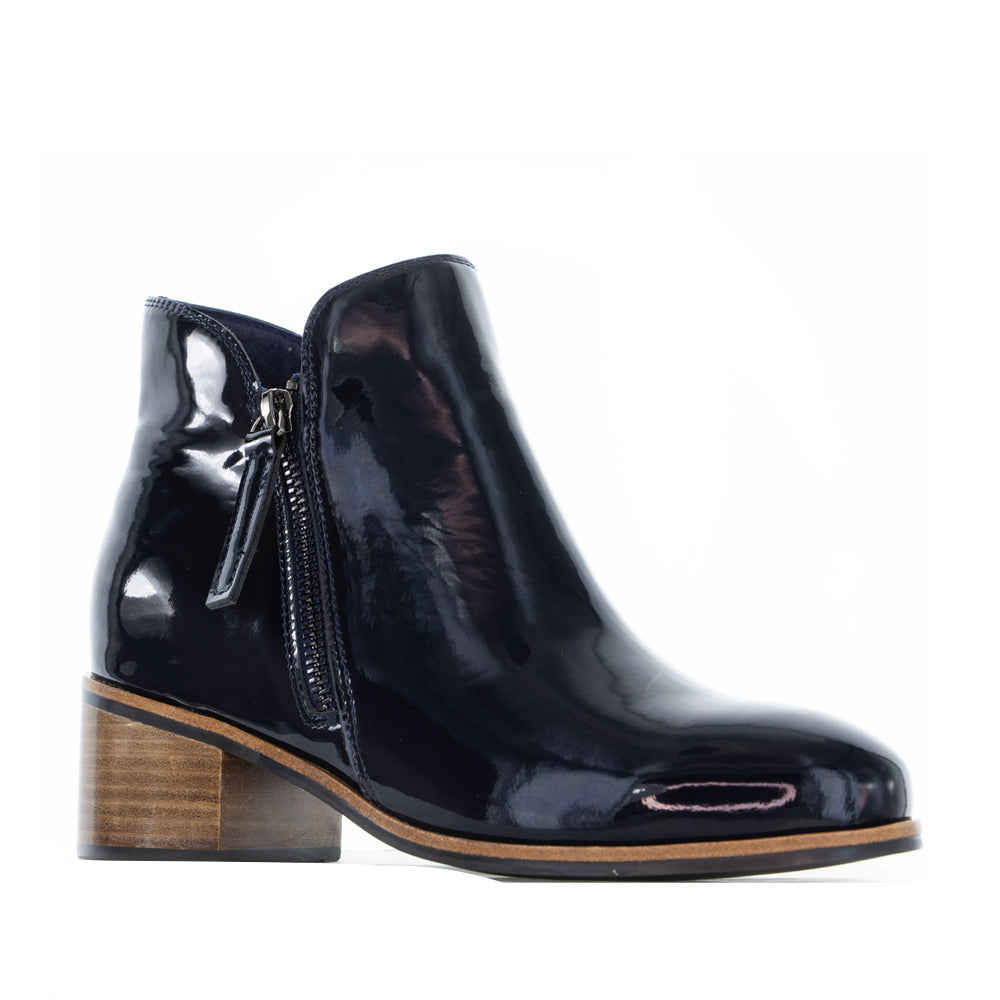 NAKED ARCHES OXLEY NAVY PATENT Women Boots - Zeke Collection NZ