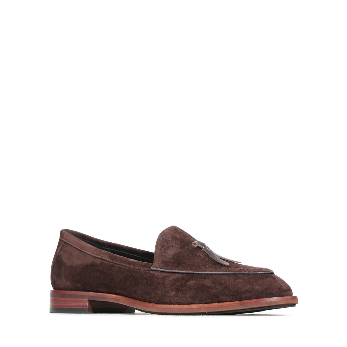 Eos Phea Cocoa suede loafers featuring a sleek design and comfortable slip-on style, perfect for casual and smart outfits.