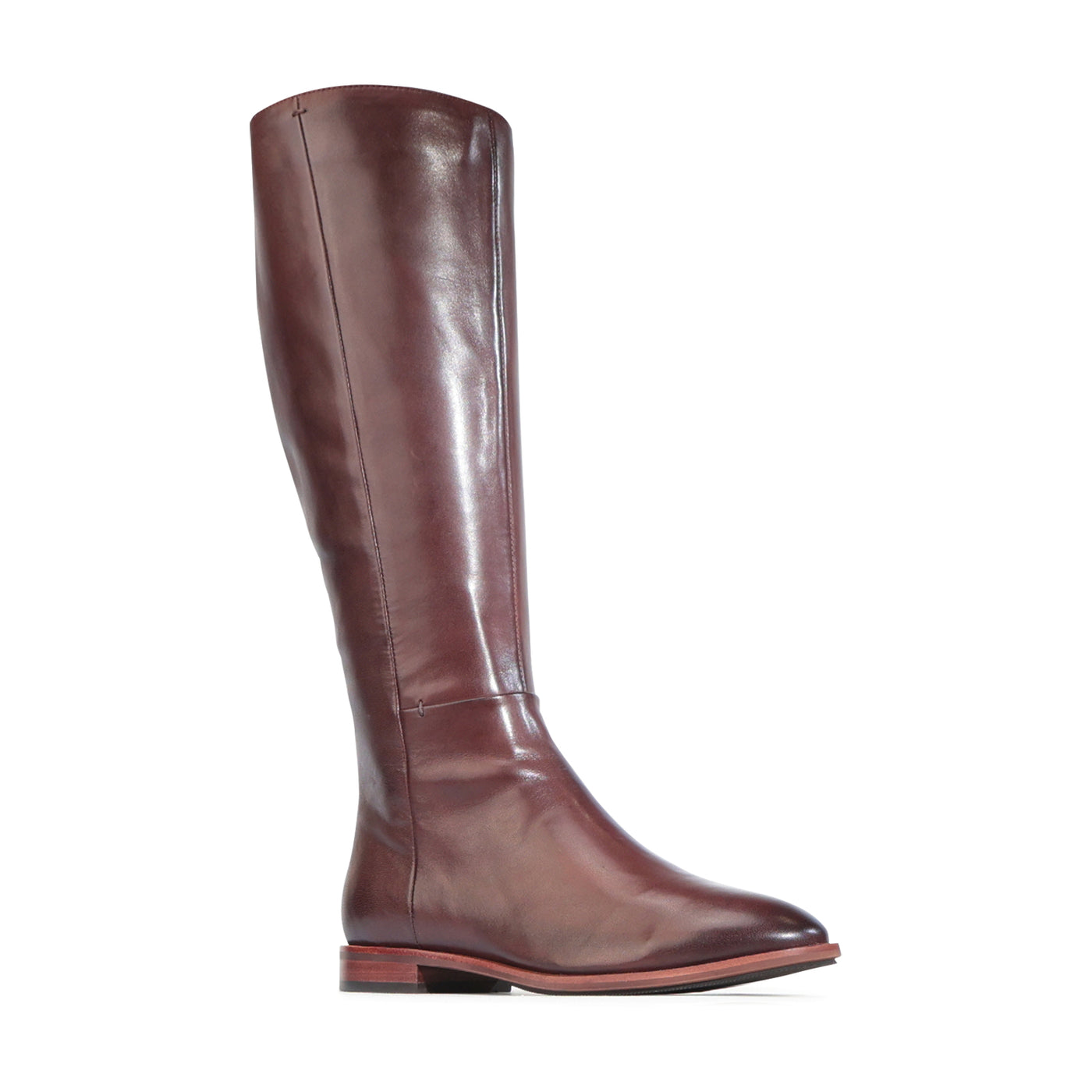 EOS Pheodora chestnut high boots featuring smooth leather and a sleek knee-high design with a rounded toe.