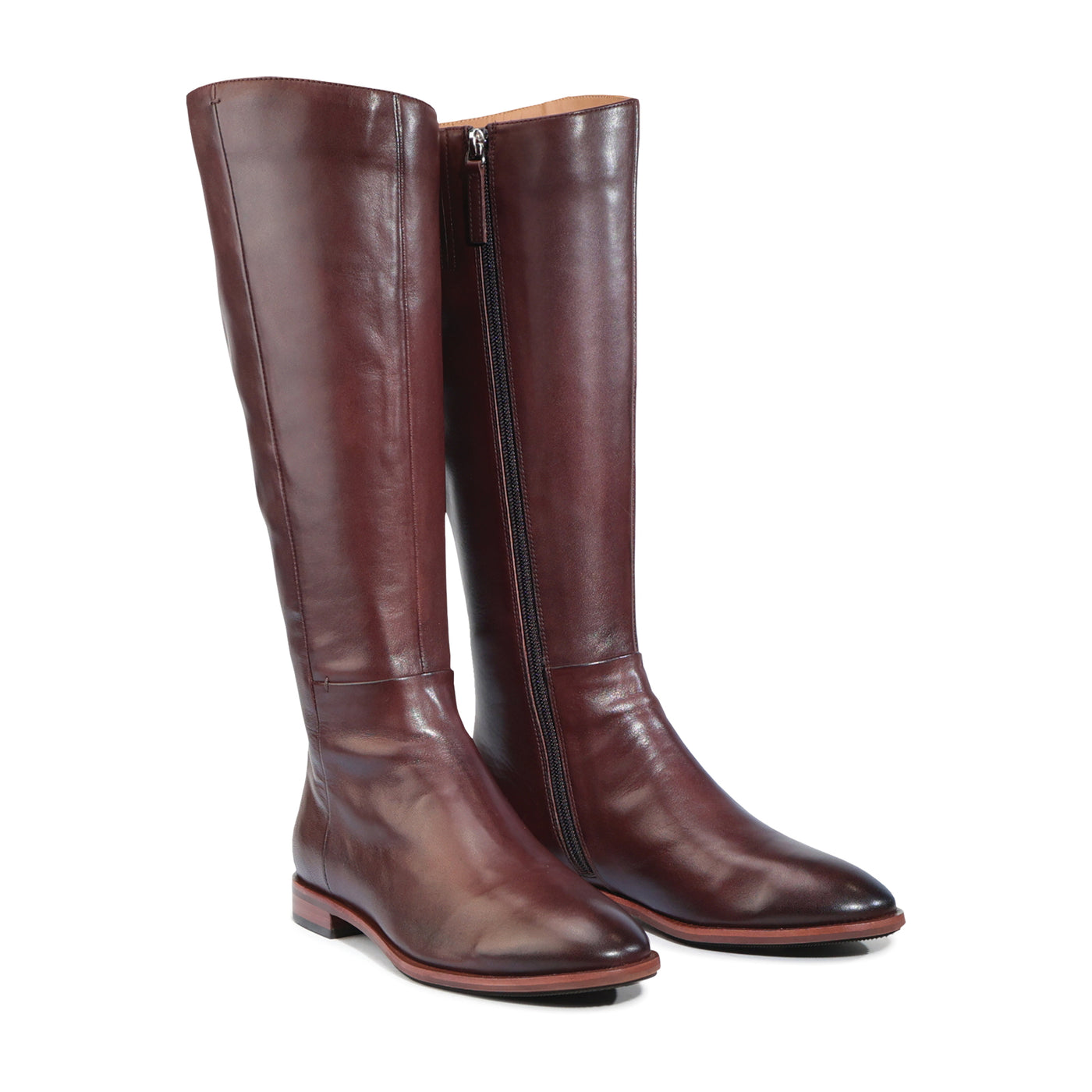 EOS Pheodora chestnut high boots with a sleek design and rounded toe, displayed on a neutral background.
