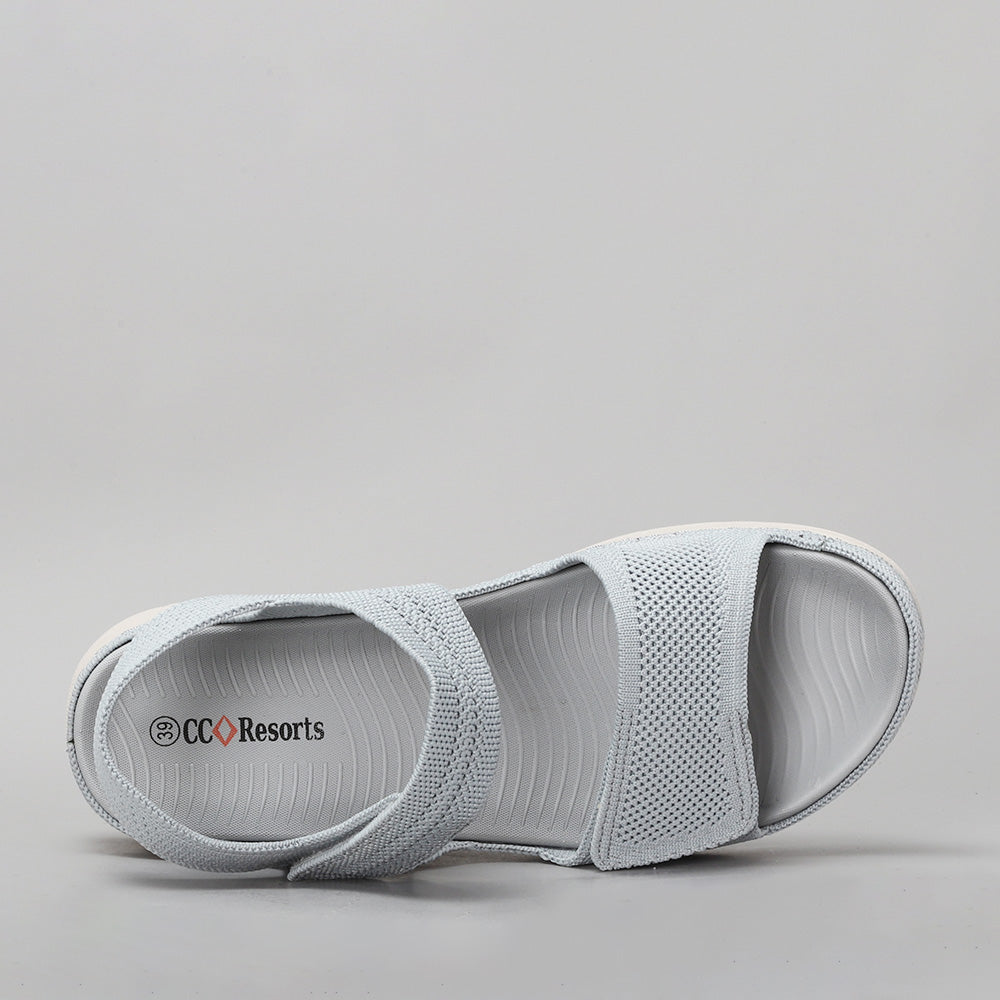 Grey CC Resorts Ram LT sandals with open-toe design and adjustable straps, showcased on a neutral background.