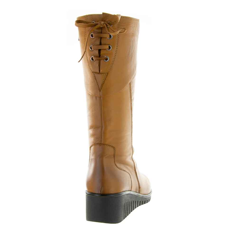Cabello Elsie Tan boots featuring a tan leather finish and stylish ankle design, showcased on a clean background.