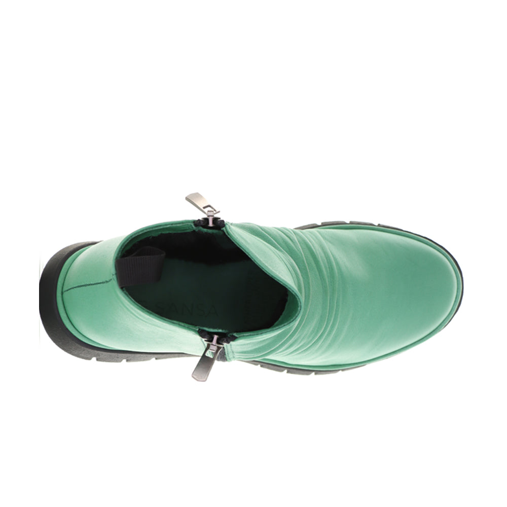 Le Sansa Rubel Jade boots with a sleek design, featuring smooth leather and stylish ankle-length silhouette.