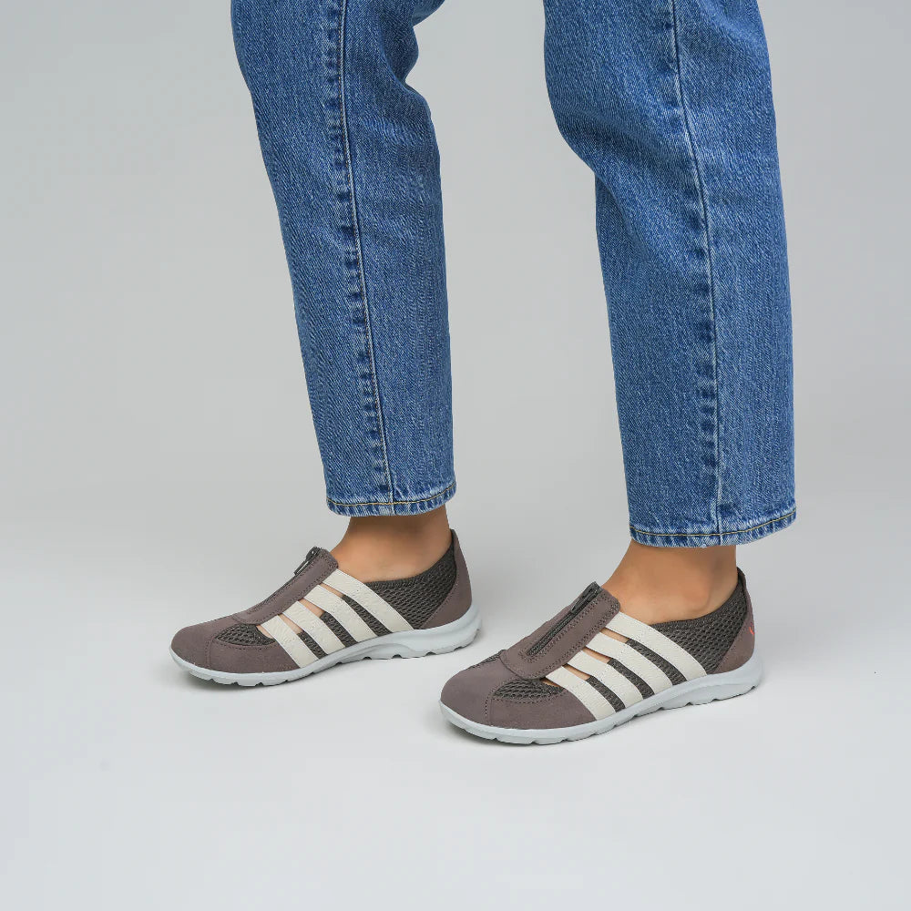 CC Resorts Christine casuals in taupe and cream, featuring a comfortable slip-on style with stylish design.