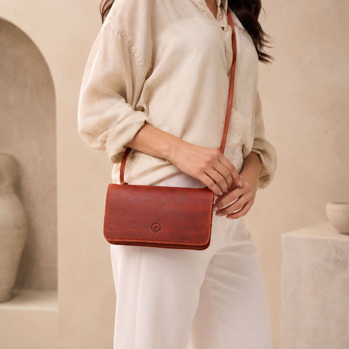 Second Nature CB4 tan handbag with structured design and top handles, showcasing a stylish and versatile accessory.