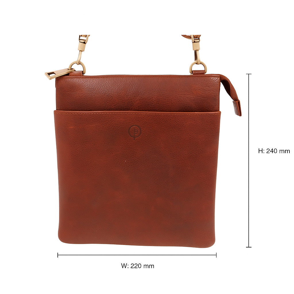Second Nature ST31 Toffee handbag with smooth leather finish and structured design, featuring top handles and subtle stitching details.