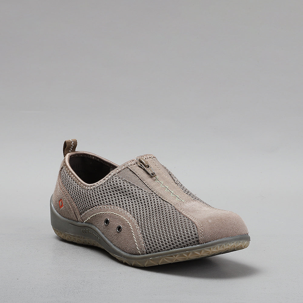 CC Resorts Sorrell taupe casuals featuring a stylish taupe fabric upper and comfortable slip-on design.
