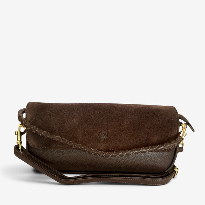 Second Nature ST101 Coffee handbag featuring a textured coffee-colored leather surface and sleek design.