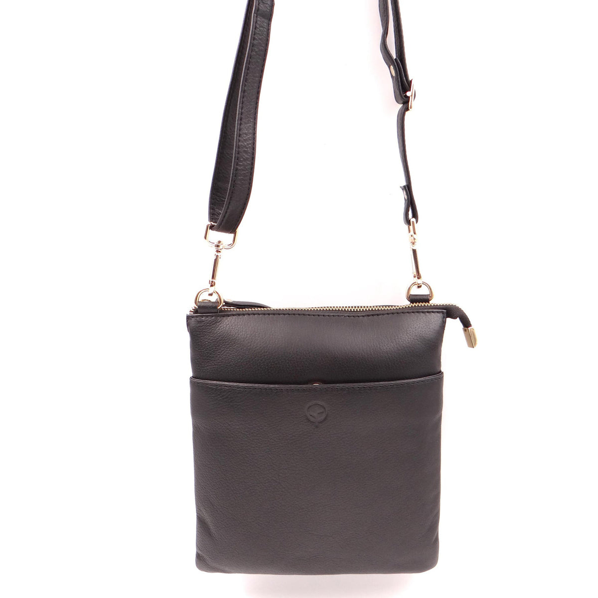 Second Nature black and gold handbag with sleek design, featuring a stylish strap and elegant metallic accents.