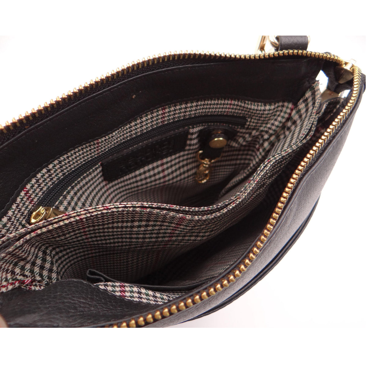 Second Nature Black Gold handbag with sleek design, featuring gold accents and a structured silhouette, perfect for stylish occasions.