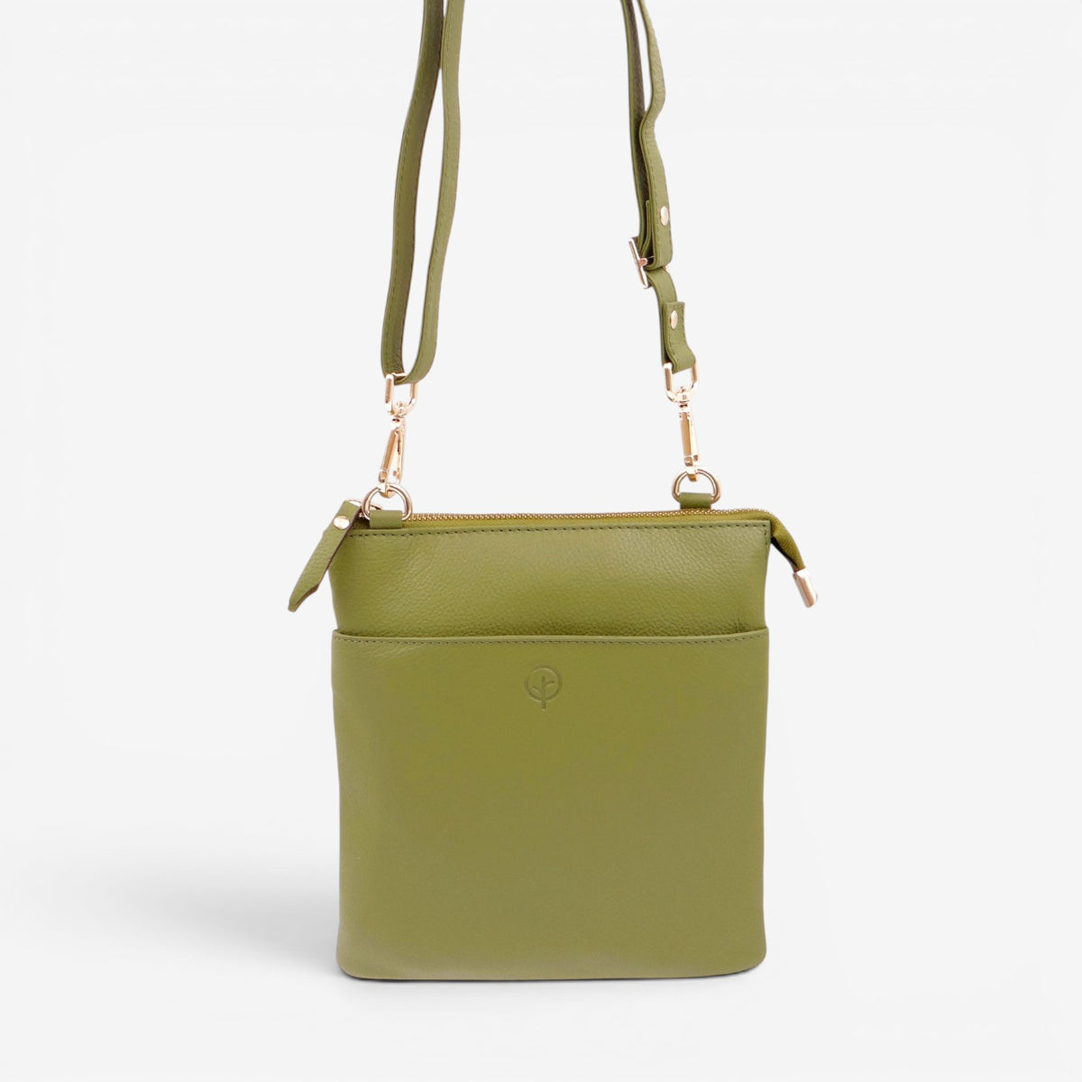 Second Nature Second Nature ST31 Fern handbag with green leather and structured design, featuring a top handle and subtle branding.