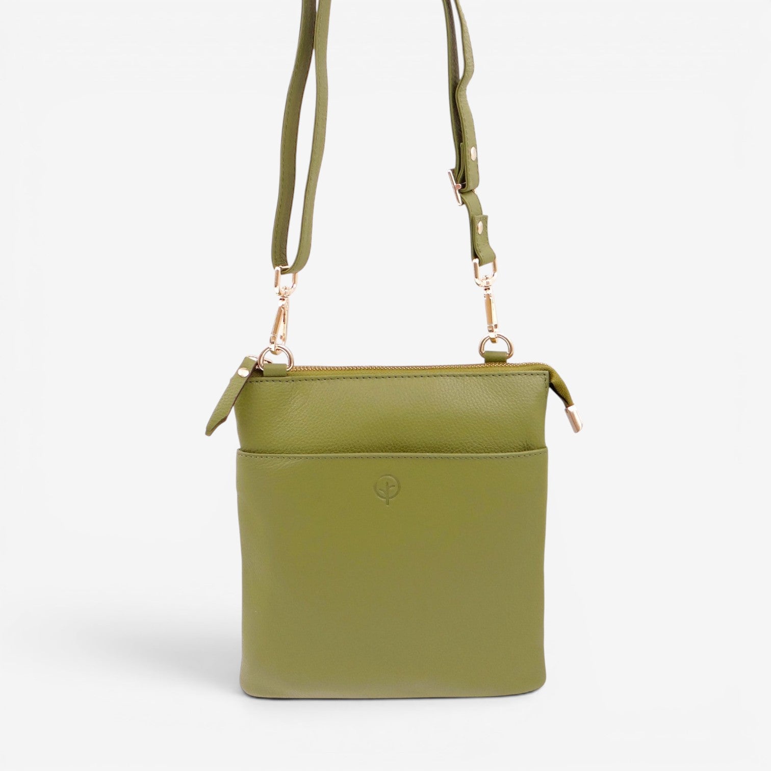 Second Nature Second Nature ST31 Fern handbag with green leather and structured design, featuring a top handle and subtle branding.
