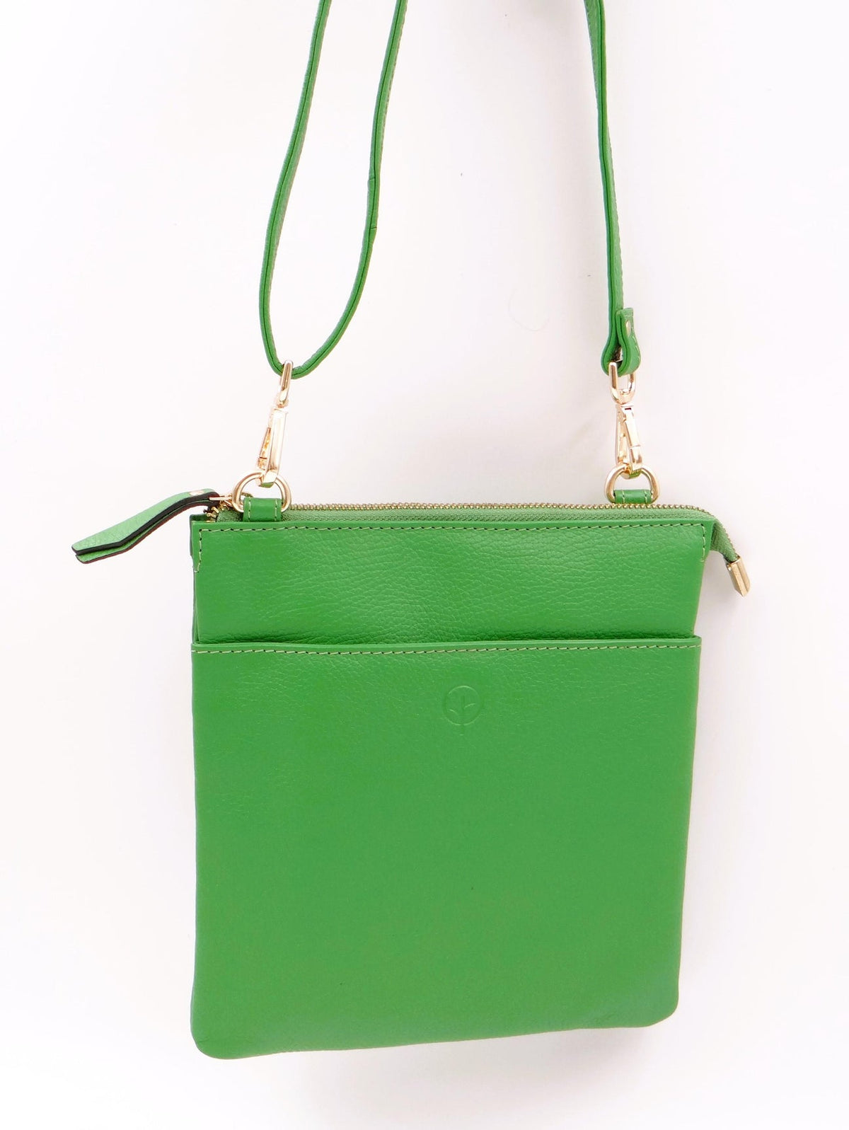 Second Nature Green Apple handbag with textured leather and gold-tone hardware, stylish and compact for everyday use.