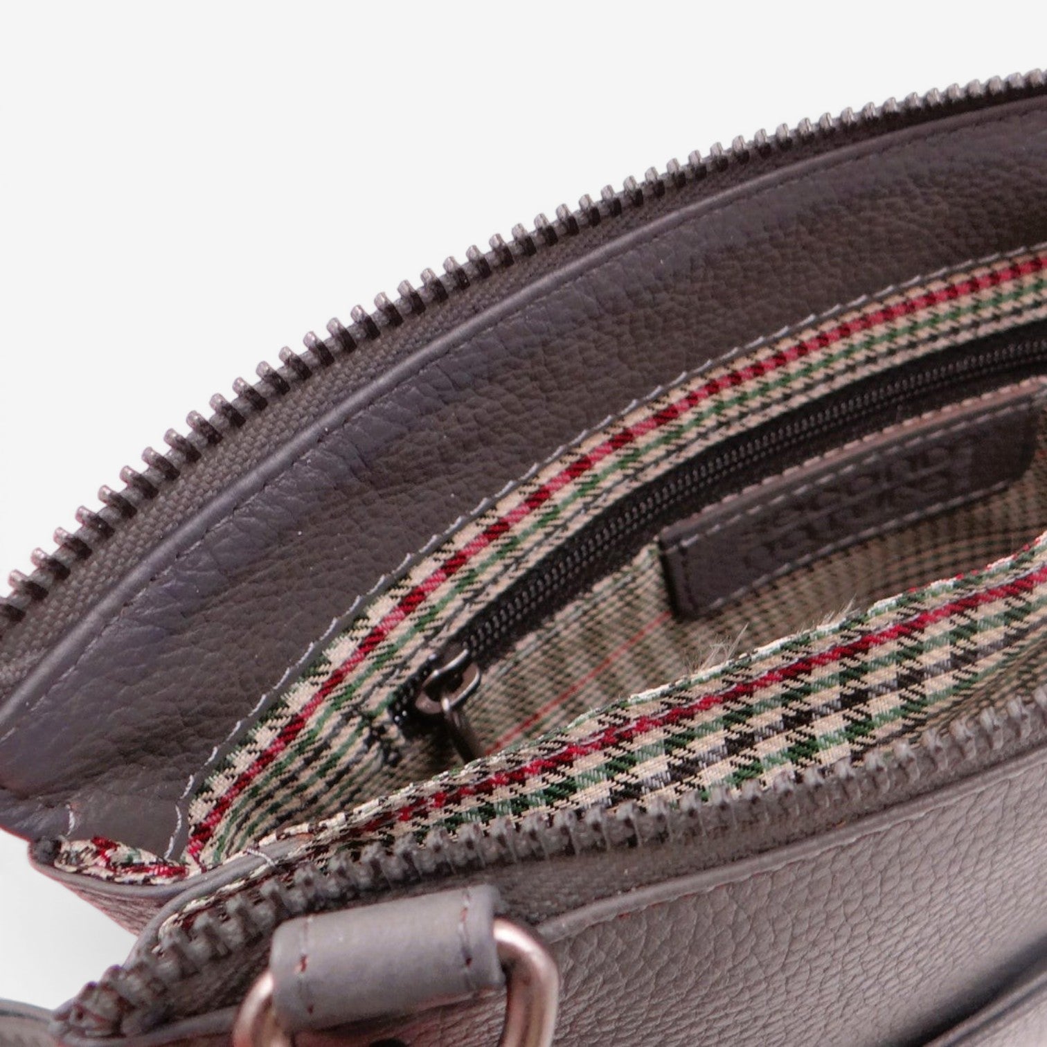 Second Nature grey handbag with structured design and top handles, featuring a sleek, modern look for everyday style.