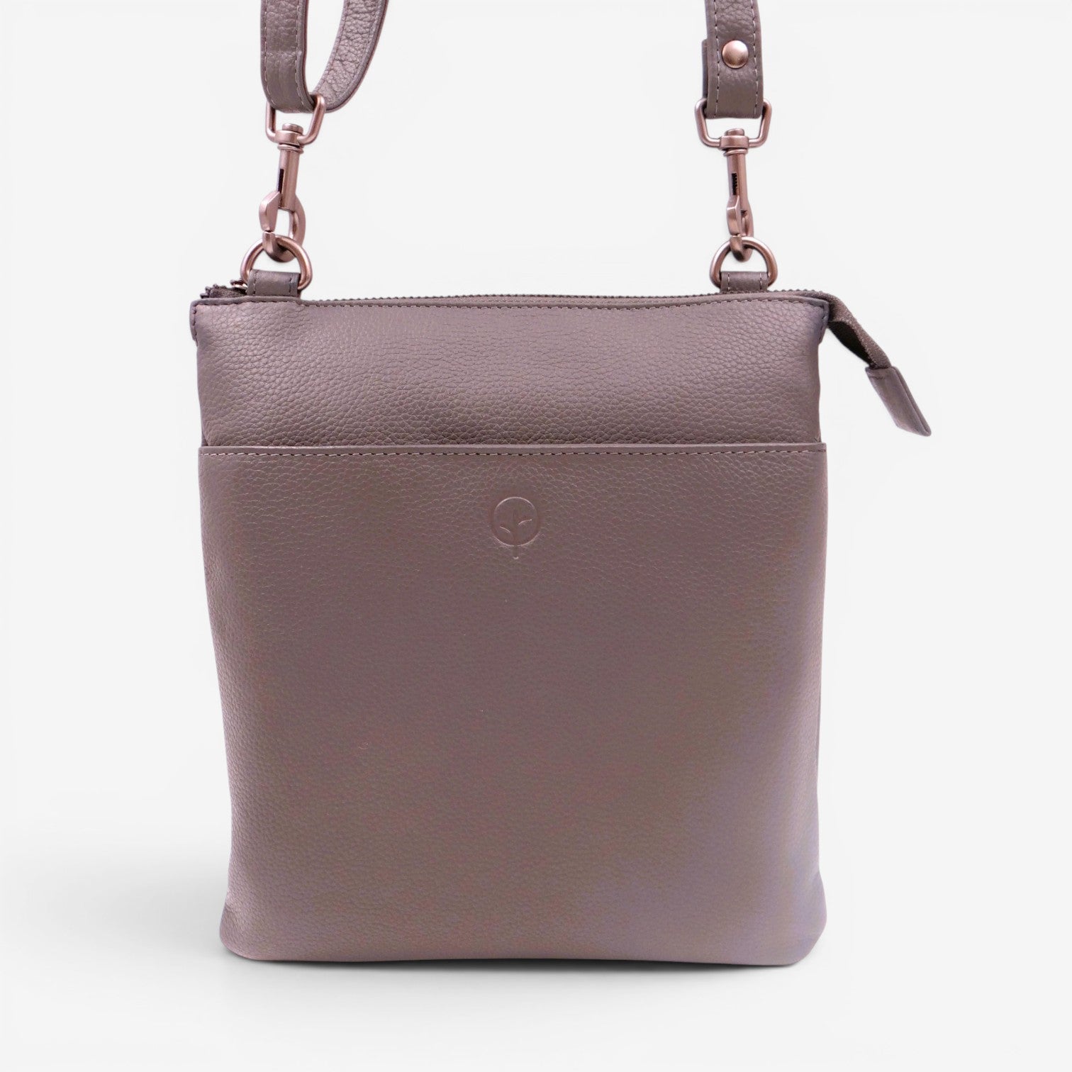 Second Nature grey handbag with sleek design, top handle, and subtle branding, perfect for everyday use and stylish outings.
