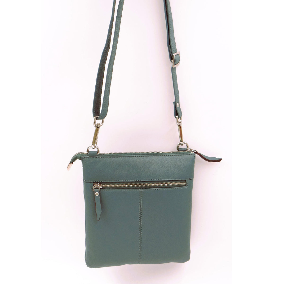 Second Nature Second Nature ST31 petrol handbag with a sleek design and textured finish, featuring a chain strap and spacious interior.