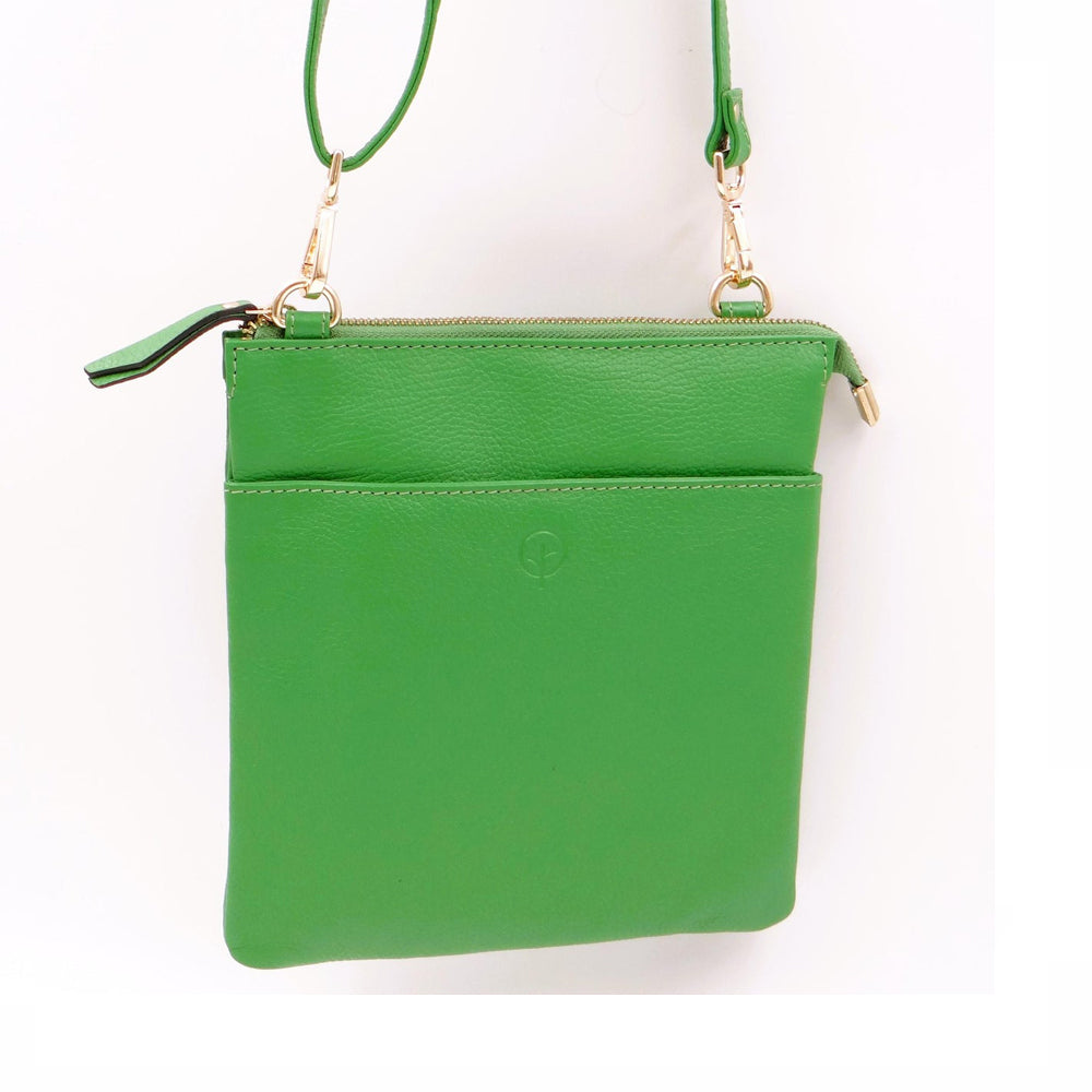 Second Nature Green Apple handbag, stylish leather accessory with green apple design, featuring dual handles and zip closure.
