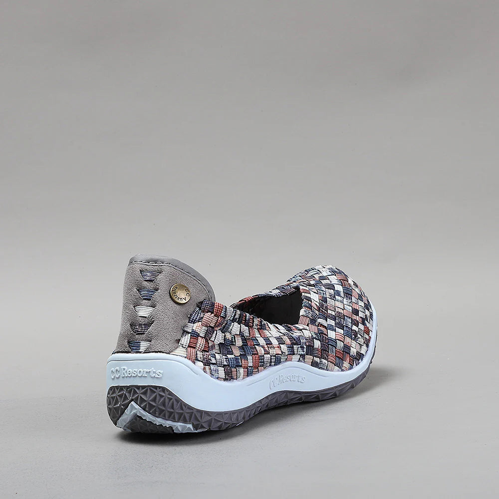 CC Resorts Sugar Brown Multi flats with stylish design, featuring a sugar brown and multi-color pattern, perfect for casual wear.