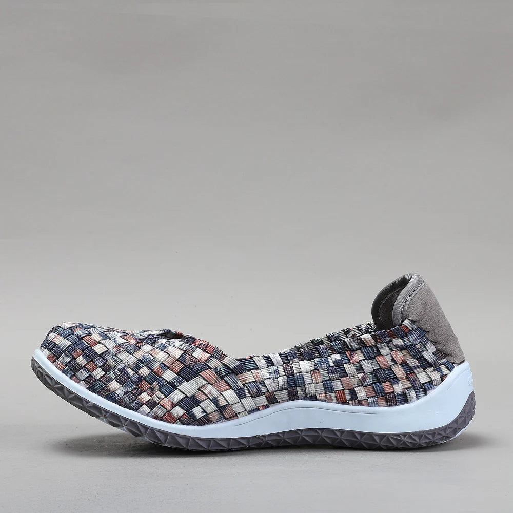 CC Resorts Sugar Brown Multi flats featuring a stylish, colorful design and comfortable slip-on style, perfect for casual wear.