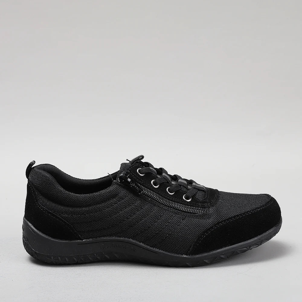 CC Resorts Sukie black casuals shoe shown from side view with black upper and sole, stylish and comfortable for everyday wear.