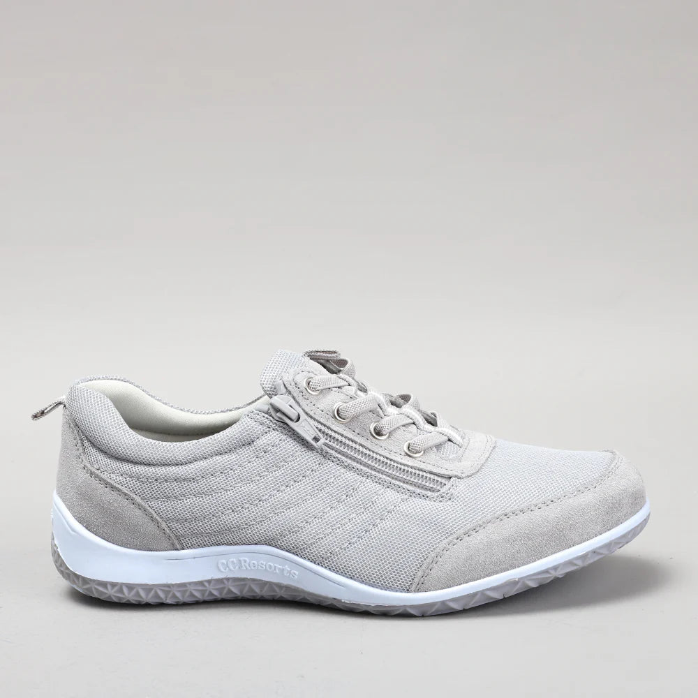 Light grey CC Resorts Sukie casuals shoe with side view, showcasing stylish and comfortable footwear design.