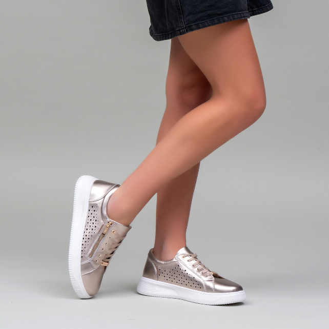 Naked Arches Noble Champagne sneakers with beige and cream color blocking, stylish casual footwear for everyday wear.