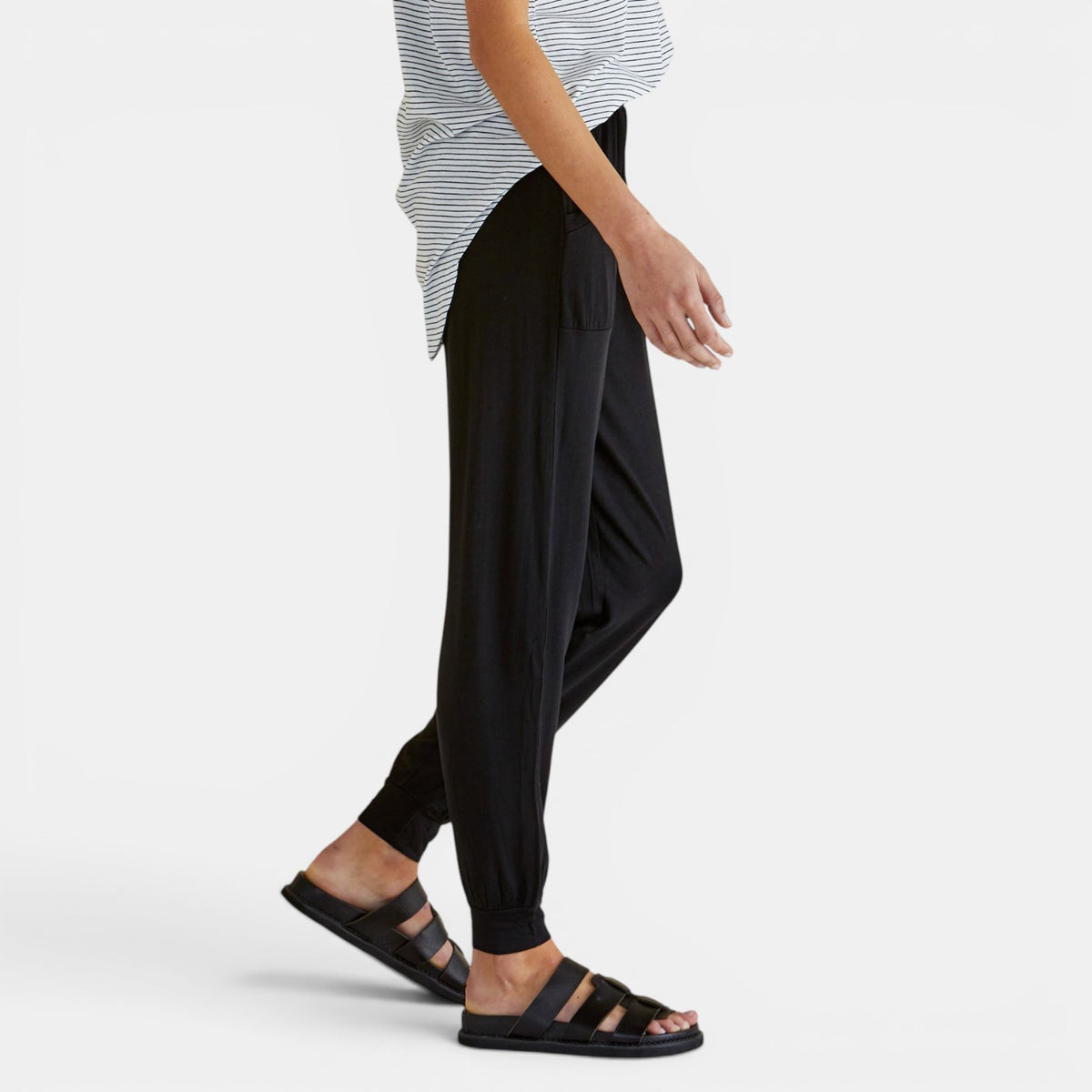 Black Betty Basics Paris Jogger Pant with relaxed fit, featuring elastic waistband and tapered leg, perfect for casual wear.