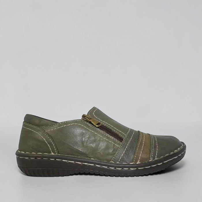 CABELLO Khaki Crinkle Boots with textured fabric and chunky sole, stylish ankle-length footwear for casual wear.