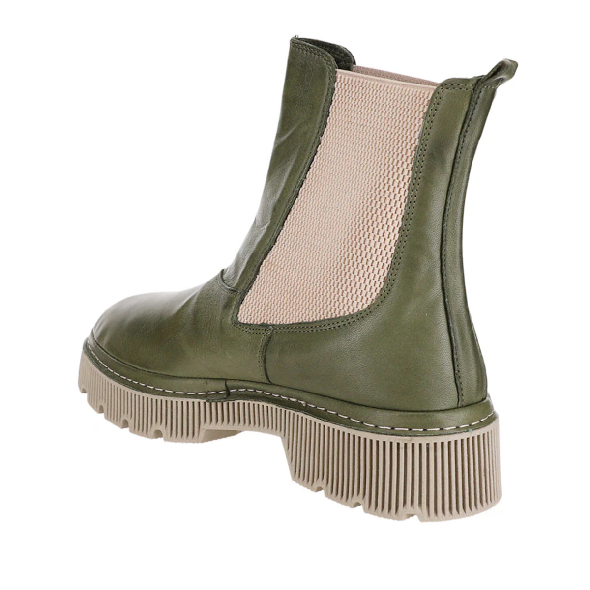 Le Sansa Lesansa Rose Olive boots featuring a stylish design with olive green and rose accents, showcasing the ankle-high footwear.