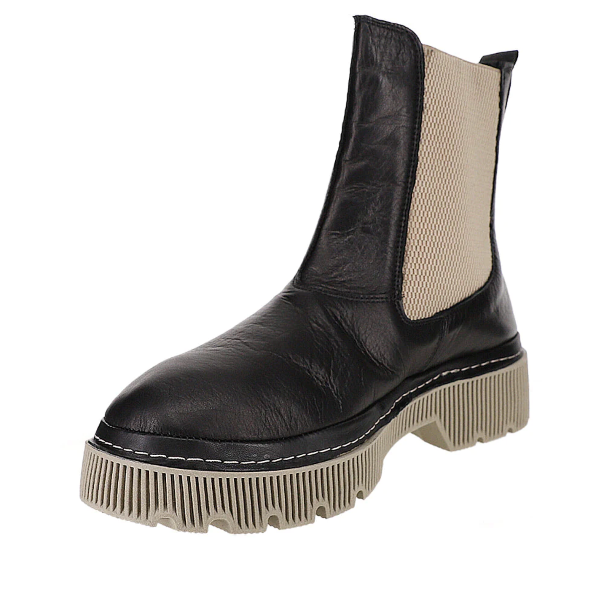Black leather LESANSA ROSE boots from LE SANSA, featuring a stylish design with lace-up front and chunky heel.