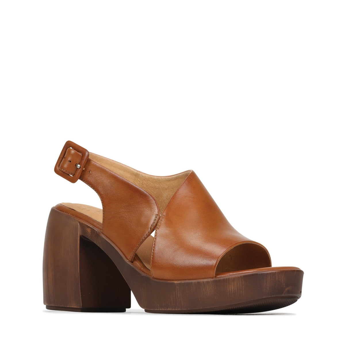 Eos Spicer Brandy sandals featuring tan leather straps and a flat sole, stylish and comfortable footwear for casual wear.