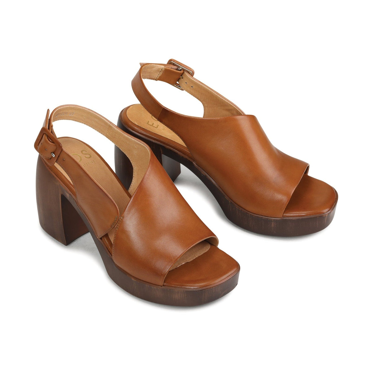Eos Spicer Brandy sandals featuring a stylish open-toe design with leather straps and a comfortable flat sole.