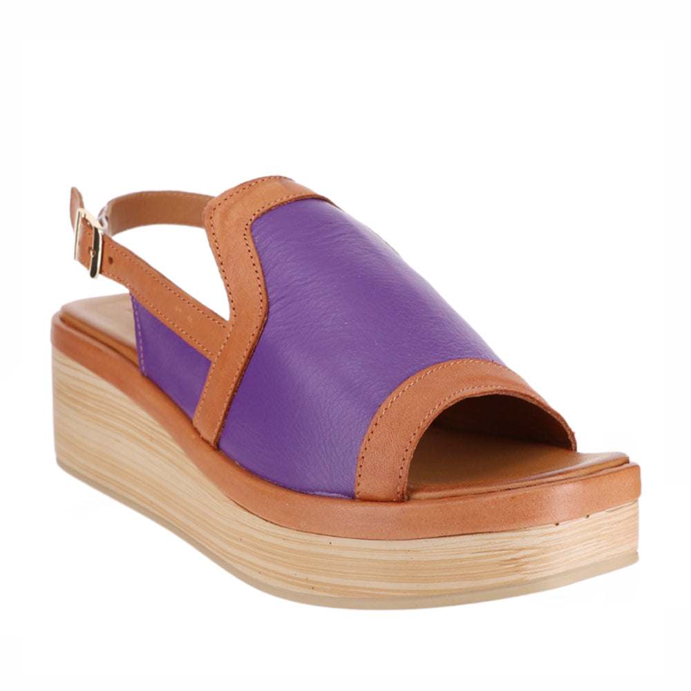 Le Sansa Trozan purple tan sandals featuring open-toe design and stylish straps, perfect for casual summer wear.