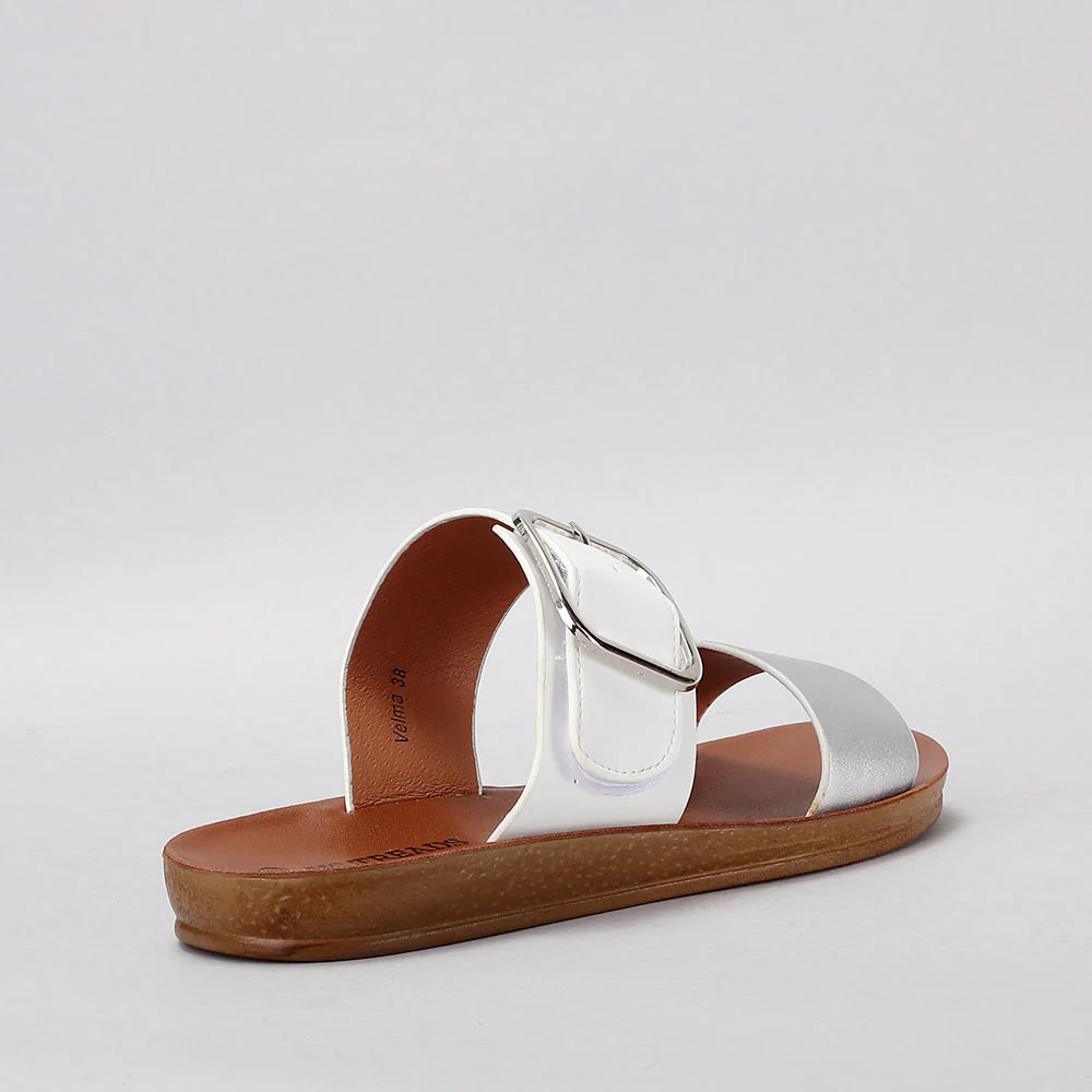 VS TREADS VELMA WHITE SILVER Women Flats - Zeke Collection NZ