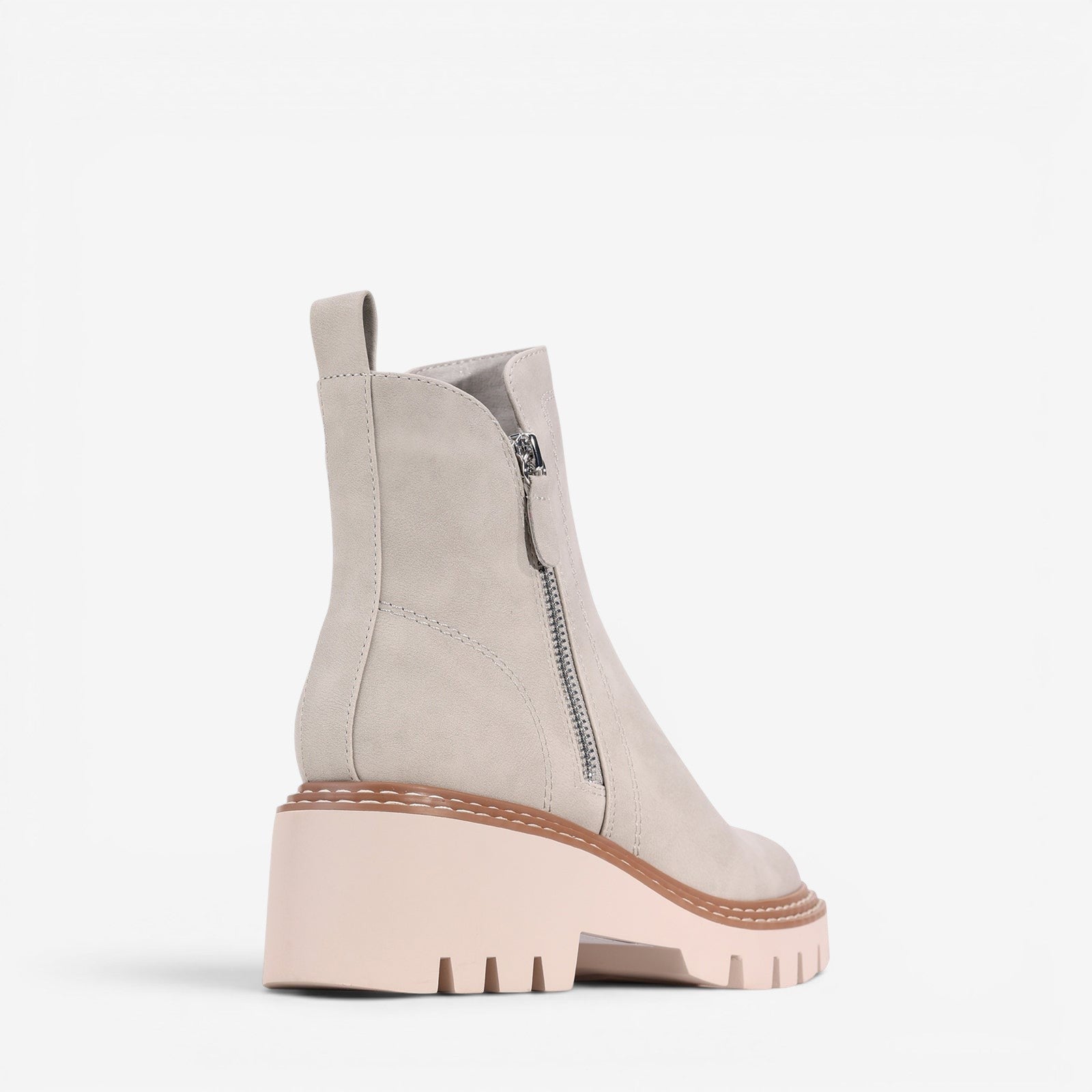 Los Cabos Vianne Stone boots with tan leather and decorative stitching, stylish ankle boots showcasing detailed craftsmanship.