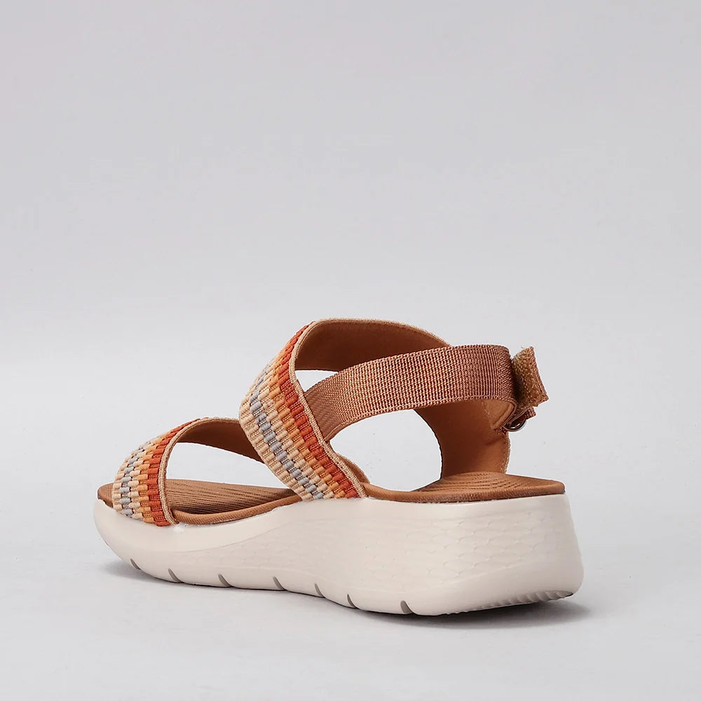 Pair of CC Resorts Welkin orange multi-colored sandals with adjustable straps and cushioned soles on a neutral background.