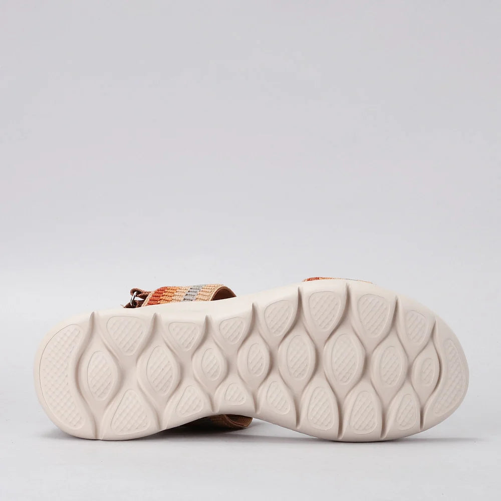 CC Resorts Welkin Orange Multi sandals featuring colorful strap design and comfortable sole, perfect for casual summer wear.